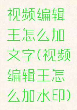 视频编辑王怎么加文字(视频编辑王怎么加水印)