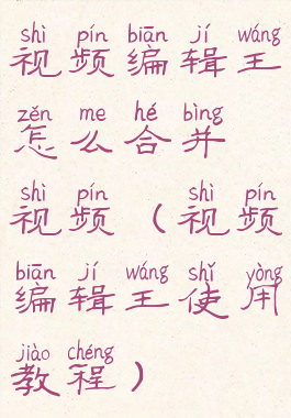 视频编辑王怎么合并视频(视频编辑王使用教程)