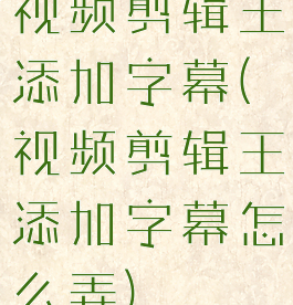 视频剪辑王添加字幕(视频剪辑王添加字幕怎么弄)