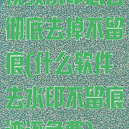 视频水印怎么彻底去掉不留痕(什么软件去水印不留痕迹还免费)