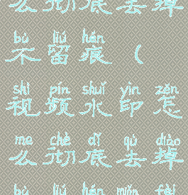 视频水印怎么彻底去掉不留痕(视频水印怎么彻底去掉不留痕免费)