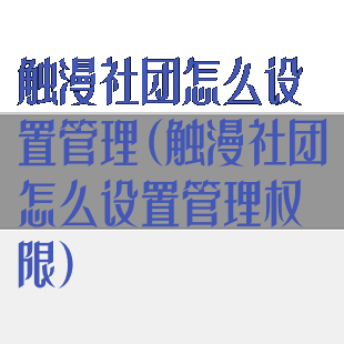 触漫社团怎么设置管理(触漫社团怎么设置管理权限)