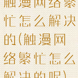 触漫网络繁忙怎么解决的(触漫网络繁忙怎么解决的呢)