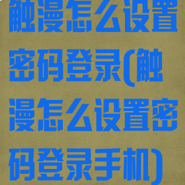 触漫怎么设置密码登录(触漫怎么设置密码登录手机)