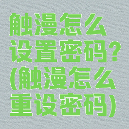 触漫怎么设置密码?(触漫怎么重设密码)