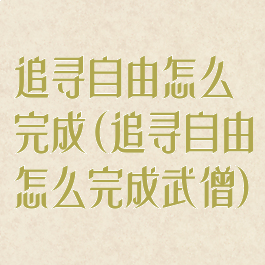 追寻自由怎么完成(追寻自由怎么完成武僧)