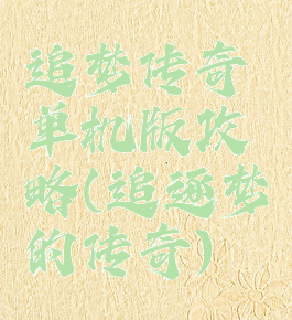 追梦传奇单机版攻略(追逐梦的传奇)