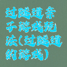 过隧道亲子游戏玩法(过隧道的游戏)