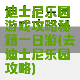 迪士尼乐园游戏攻略秘籍一日游(去迪士尼乐园攻略)