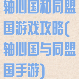 轴心国和同盟国游戏攻略(轴心国与同盟国手游)