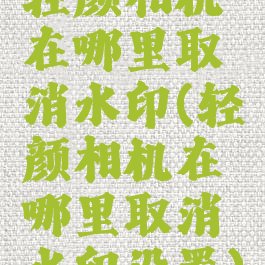 轻颜相机在哪里取消水印(轻颜相机在哪里取消水印设置)