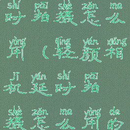 轻颜相机延时拍摄怎么用(轻颜相机延时拍摄怎么用的)