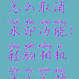 轻颜相机怎么取消水印功能(轻颜相机怎么关掉水印)