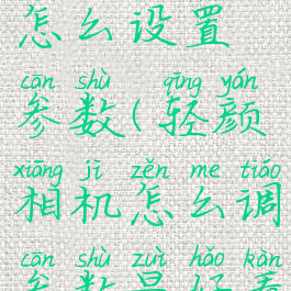 轻颜相机怎么设置参数(轻颜相机怎么调参数最好看)