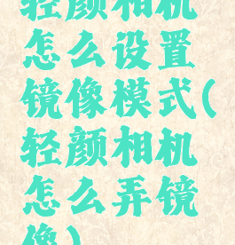 轻颜相机怎么设置镜像模式(轻颜相机怎么弄镜像)