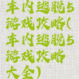 车内逃脱5游戏攻略(车内逃脱5游戏攻略大全)