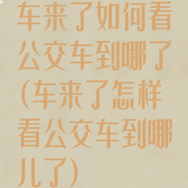 车来了如何看公交车到哪了(车来了怎样看公交车到哪儿了)