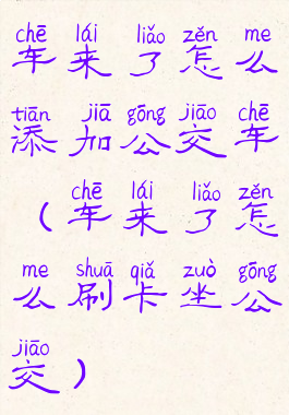 车来了怎么添加公交车(车来了怎么刷卡坐公交)