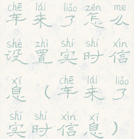 车来了怎么设置实时信息(车来了实时信息)