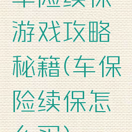 车险续保游戏攻略秘籍(车保险续保怎么买)