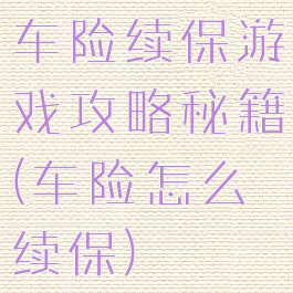 车险续保游戏攻略秘籍(车险怎么续保)