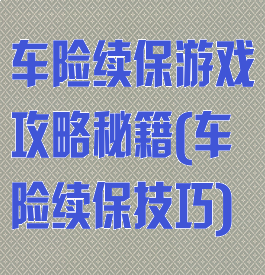 车险续保游戏攻略秘籍(车险续保技巧)