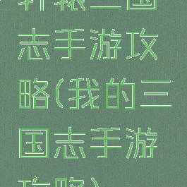 轩辕三国志手游攻略(我的三国志手游攻略)