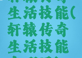 轩辕传奇生活技能(轩辕传奇生活技能在哪里)