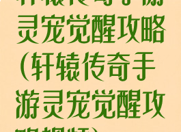 轩辕传奇手游灵宠觉醒攻略(轩辕传奇手游灵宠觉醒攻略视频)