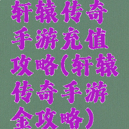轩辕传奇手游充值攻略(轩辕传奇手游氪金攻略)