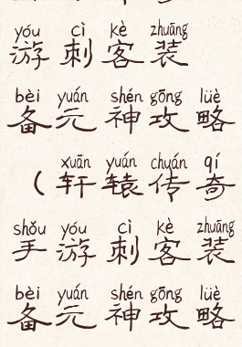 轩辕传奇手游刺客装备元神攻略(轩辕传奇手游刺客装备元神攻略图)