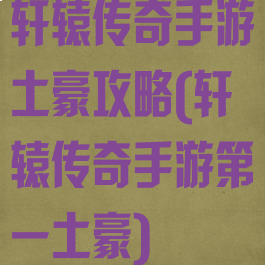 轩辕传奇手游土豪攻略(轩辕传奇手游第一土豪)
