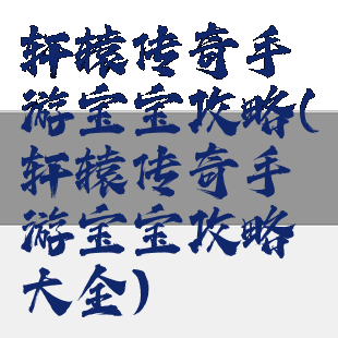 轩辕传奇手游宝宝攻略(轩辕传奇手游宝宝攻略大全)