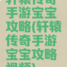 轩辕传奇手游宝宝攻略(轩辕传奇手游宝宝攻略视频)