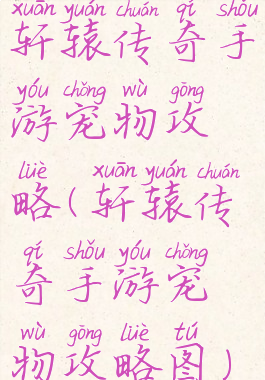 轩辕传奇手游宠物攻略(轩辕传奇手游宠物攻略图)