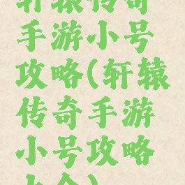 轩辕传奇手游小号攻略(轩辕传奇手游小号攻略大全)