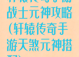 轩辕传奇手游战士元神攻略(轩辕传奇手游天煞元神搭配)