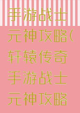 轩辕传奇手游战士元神攻略(轩辕传奇手游战士元神攻略视频)