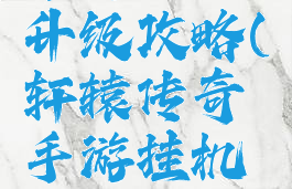 轩辕传奇手游挂机升级攻略(轩辕传奇手游挂机升级攻略图)