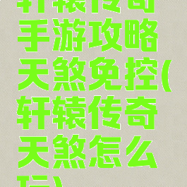 轩辕传奇手游攻略天煞免控(轩辕传奇天煞怎么玩)