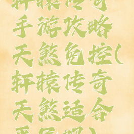 轩辕传奇手游攻略天煞免控(轩辕传奇天煞适合平民吗)