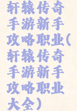 轩辕传奇手游新手攻略职业(轩辕传奇手游新手攻略职业大全)