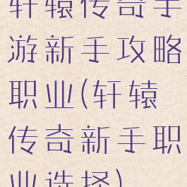 轩辕传奇手游新手攻略职业(轩辕传奇新手职业选择)