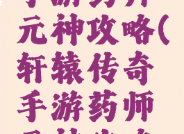 轩辕传奇手游药师元神攻略(轩辕传奇手游药师元神攻略图)