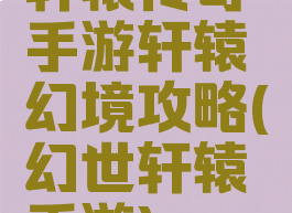 轩辕传奇手游轩辕幻境攻略(幻世轩辕手游)