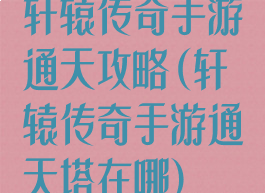 轩辕传奇手游通天攻略(轩辕传奇手游通天塔在哪)