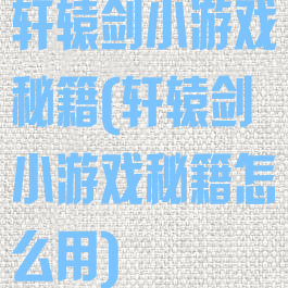 轩辕剑小游戏秘籍(轩辕剑小游戏秘籍怎么用)
