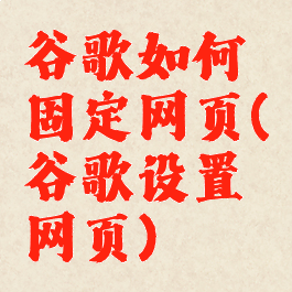 谷歌如何固定网页(谷歌设置网页)