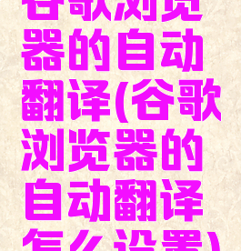 谷歌浏览器的自动翻译(谷歌浏览器的自动翻译怎么设置)