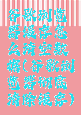 谷歌浏览器缓存怎么清空数据(谷歌浏览器彻底清除缓存)